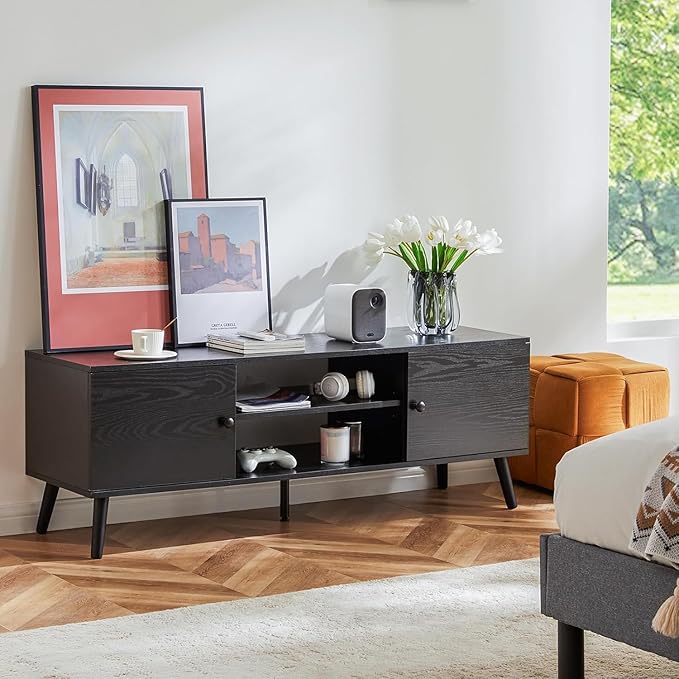 Sweetcrispy TV Stand for 55 60 inch TV, Modern Mid Century Entertainment Center - Image 2