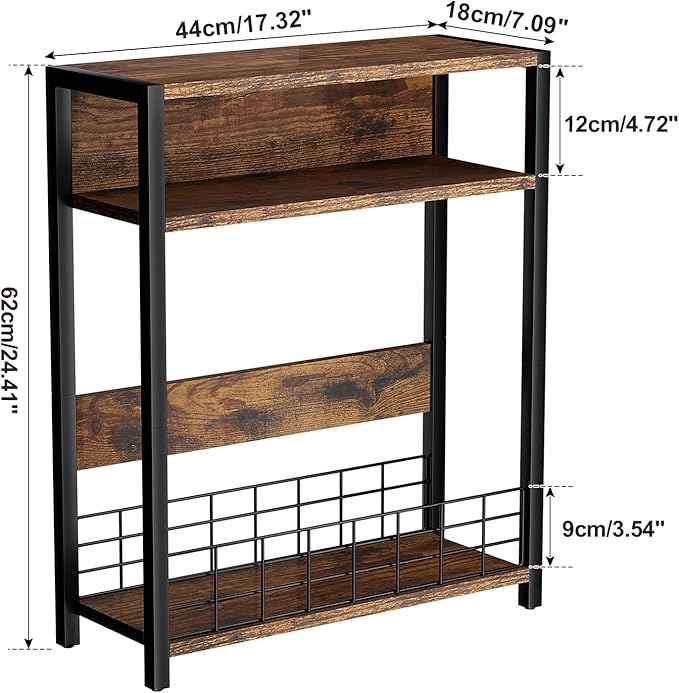 IBUYKE Narrow Side Table with Storage Shelf, 3 Tier End Table, Modern Sofa Table - Image 3