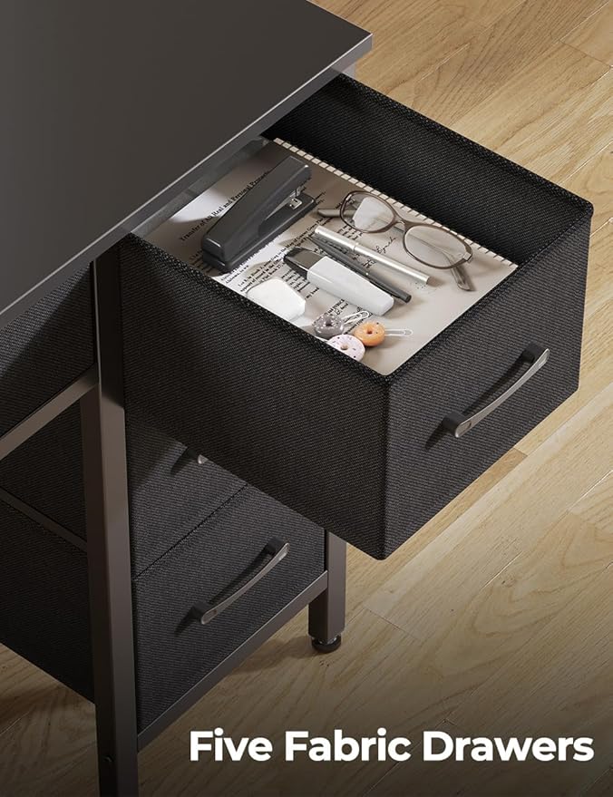 Seventable Computer Desk with Power Outlets & LED Light, 55 inch Home Office - Image 5