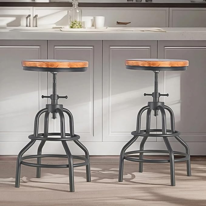 Diwhy Industrial Vintage Counter Stool, Kitchen Counter Height Adjustable by Diwhy