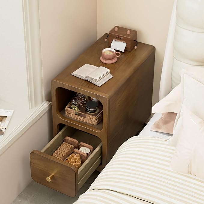 Solid Wood Nightstand, Narrow Night Stand - Image 5