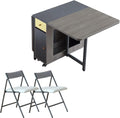 Folding Dining Table Set for 4, Foldable Kitchen Dinner Table and 2 Chairs Set by Funrolux