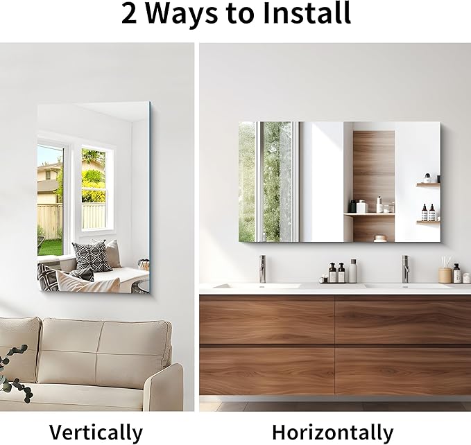 Frameless Mirror, 24x40 Inch Rectangle Bathroom Mirrors - Image 6
