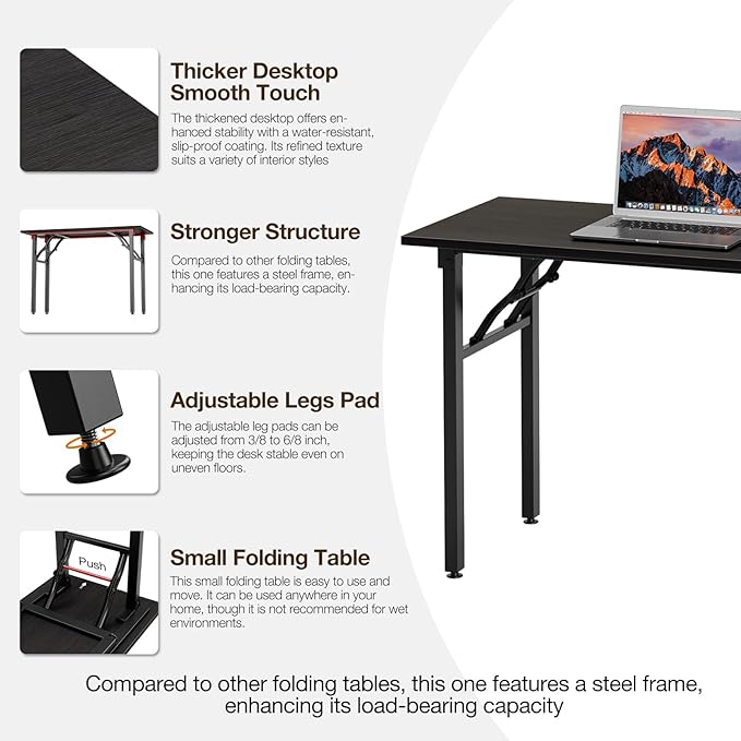 TEMI Small Computer Desk Folding Table - Image 7