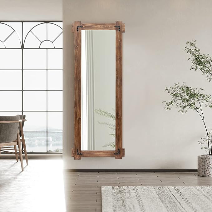 MeMoreCool Rustic Full Length Farmhouse Mirror, Oversized Decorative Floor - Image 3