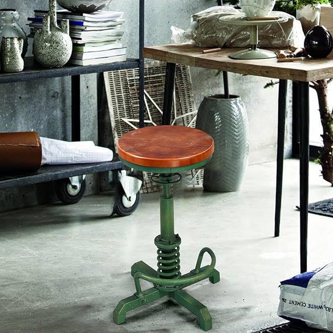 LOKKHAN American Antique Steampunk Bar Stool 24.41"-28.35" Vintage Industrial - Image 2