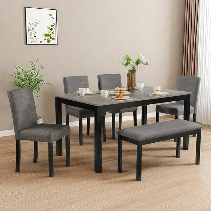 Dining Table Set for 5, 6-Piece Kitchen Table & Chairs Set - Image 3