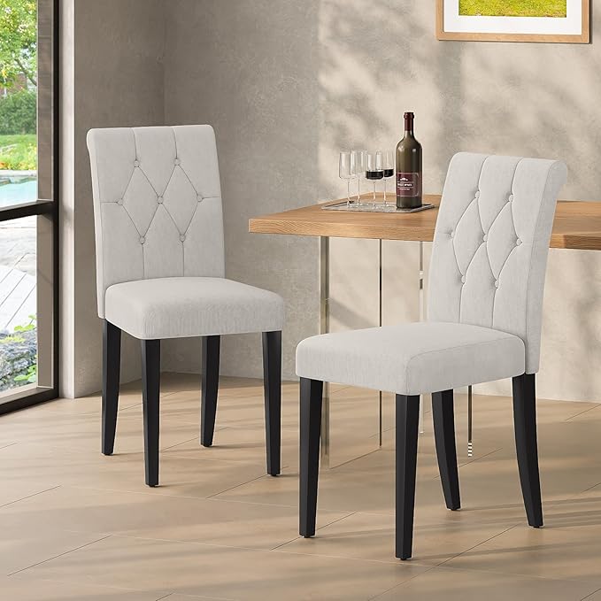 Upholstered Dining Chairs Set of 4, Button Tufted Parsons Dining Chair - Image 3