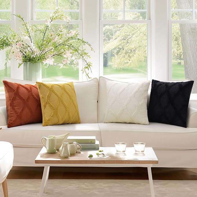 decorUhome Throw Pillow Covers 24x24 Inch Set of 2, Soft Plush Faux Fur Wool - Image 8