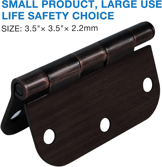 18 Pack Oil Rubbed Bronze Door Hinges 3.5" x 3 1/2 Inch Black Brushed Interior - Image 2