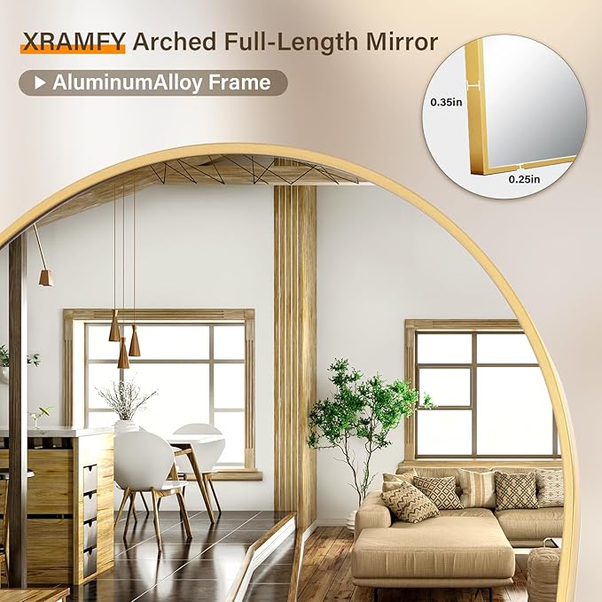 86"x40" Arched Full Length Mirror Floor Mirrors - Image 6