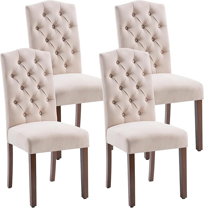 Tufted Upholstered Parsons Dining Chair Set Fabric Diner Accent Stylish Modern by SNUGWAY