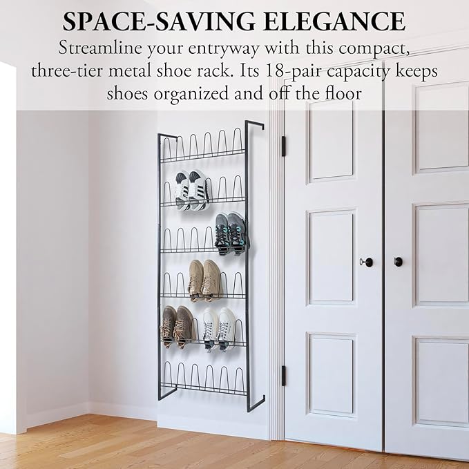MyGift 70 Inch Black Metal Shoe Organizer - Image 3
