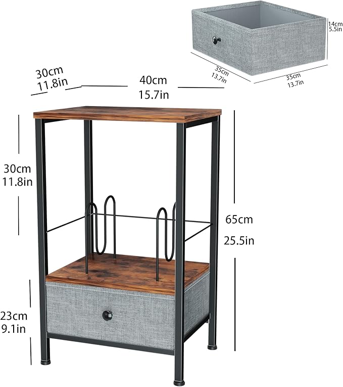 Record Player Stand with Vinyl Storage, 2-Tier Record Shelf Table with Fabric - Image 3