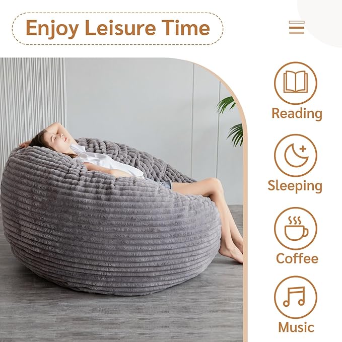 BYBYME 3 in 1 Bean Bag Chairs, Bean Bag Bed - Image 6