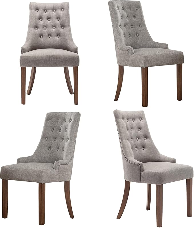 COLAMY Wingback Upholstered Dining Chairs Set of 4, Fabric Side Dining Room by COLAMYINC