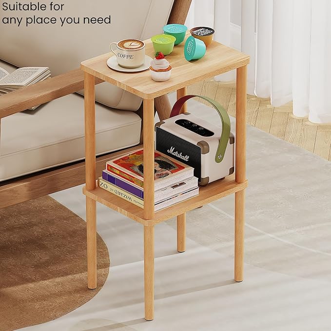 Solid Wood Side Table, 2-Tier Small End Table - Image 5