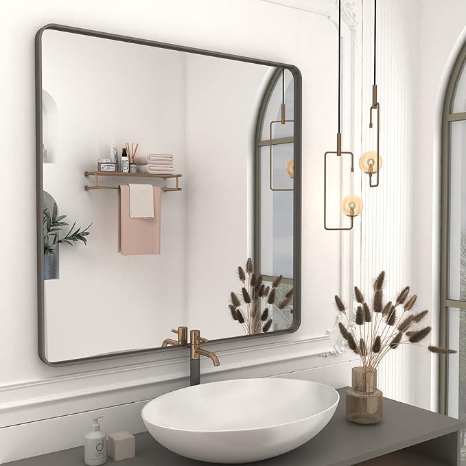 36x36 Square Bathroom Framed Mirror by CHARMOR