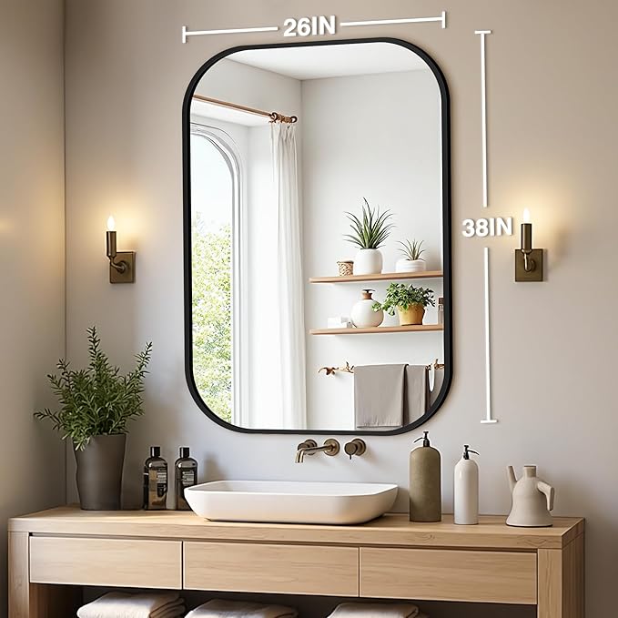 Bathroom Mirrors for Over Sink, 26x38 Black Vanity Mirror for Bathroom Sink - Image 2