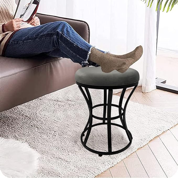 Vanity Stool, Round Ottoman Foot Stool, Velvet Footrest Vanity Chair - Image 9