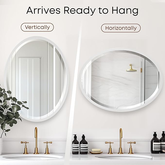 OVALCREST - Oval Wooden Beveled Wall Mirror - Image 4