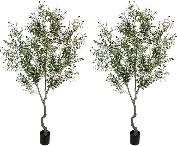 Artificial Tree Faux Olive Tree 8ft Tall Fake Olive Plant in Pot Fake Silk Tree by AfanD