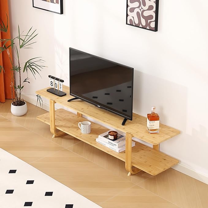 Tiita Bamboo TV Stand for 55 Inch TV, Entertainment Center - Image 9