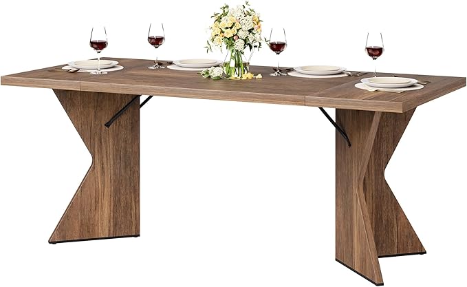 GarveeHome Dining Room Table 6, 71 Inch Rectangular Kitchen Table Dining Room - Image 8