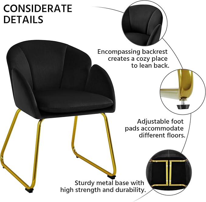 Yaheetech Modern Velvet Armchair, Flower Shaped Makeup Chair Vanity Chair - Image 6
