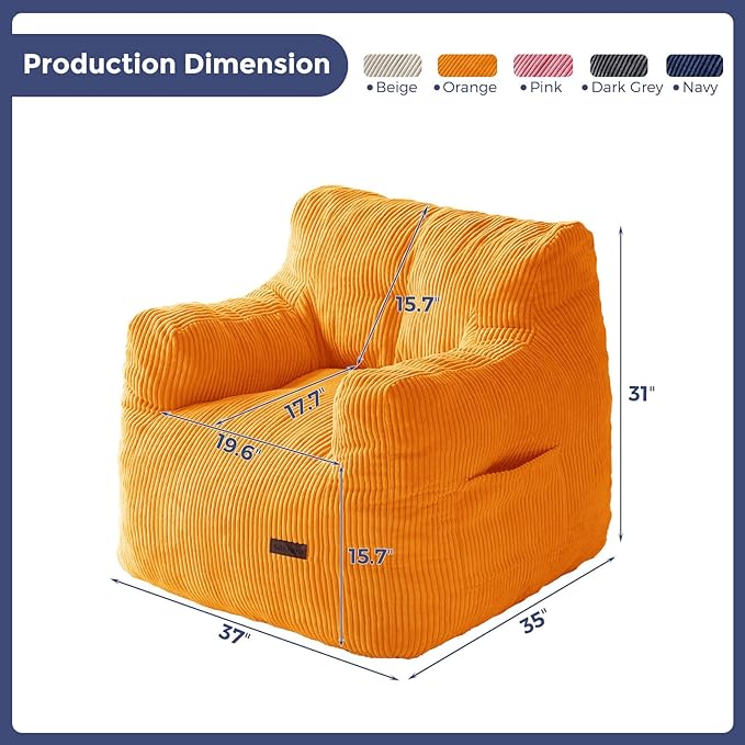 MAXYOYO Bean Bag Chair, Tufted Bean Bag Couch Lazy Chair, Living Room Sofa Couch - Image 2