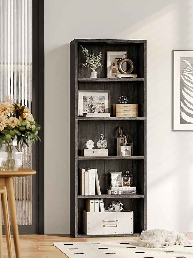 Casaottima 5-Tier Open Bookshelf and Bookcase, Floor Standing Display Storage - Image 2