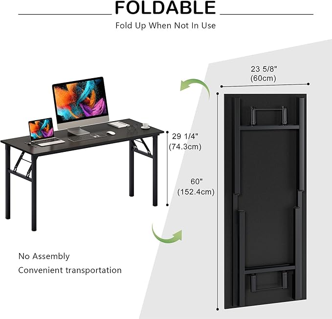 DlandHome Computer Desk, 59.8Inch Office Desk Computer Table, Study Writing - Image 3