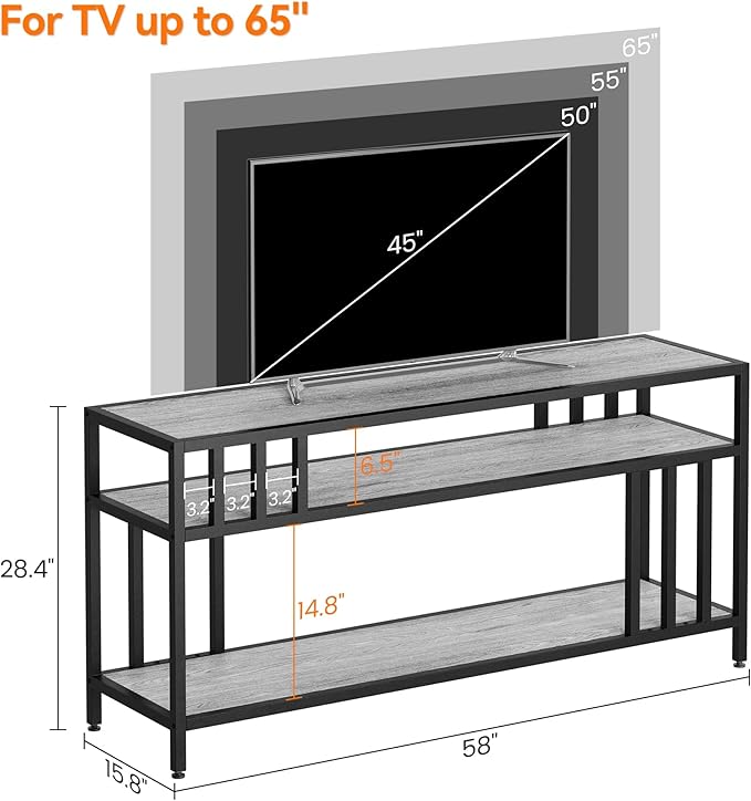 Garvee 58" TV Stand for Television up to 65 Inch, Entertainment Center - Image 2