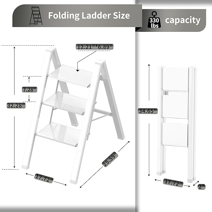 3 Step Lightweight Folding Ladder - Image 6