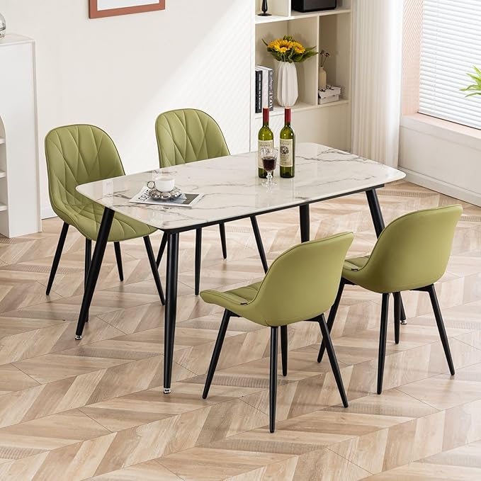 Rowill Modern Dining Chairs Set of 2 Upholstered Faux Leather Kitchen Chairs - Image 6