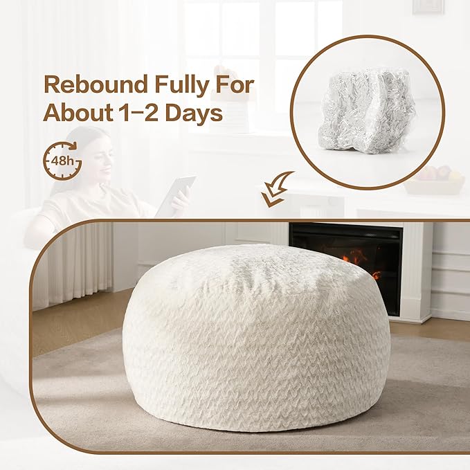 Hobestluk 4ft Bean Bag Chairs for Adults Large Beanbag Chair - Image 8