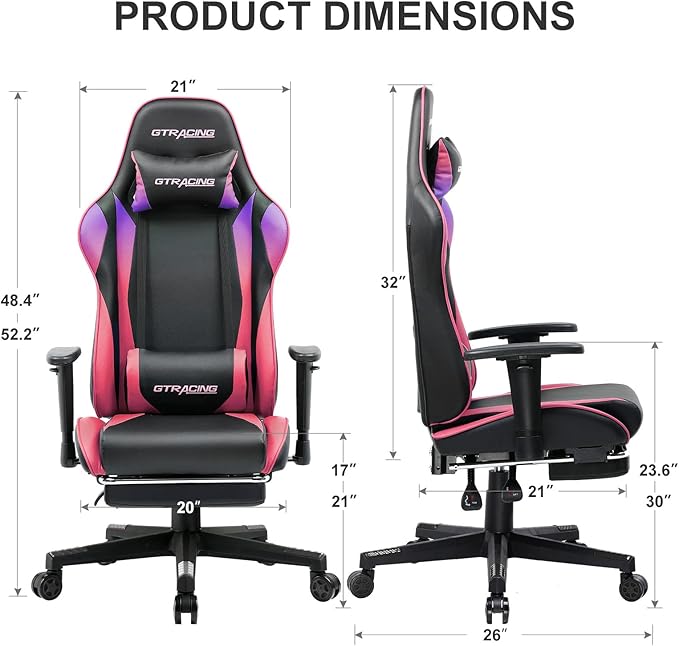 GTRACING Gaming Chair with Footrest, Ergonomic Computer Game Desk Chair - Image 2