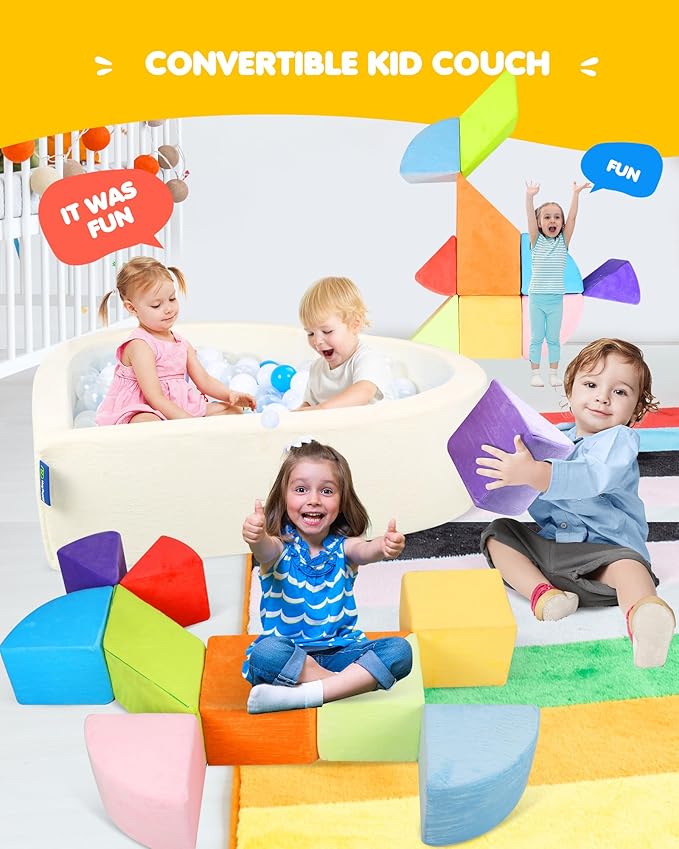 Kids Play Couch, 2-in-1 Heart-Shape Kids Plays Sofa - Image 8