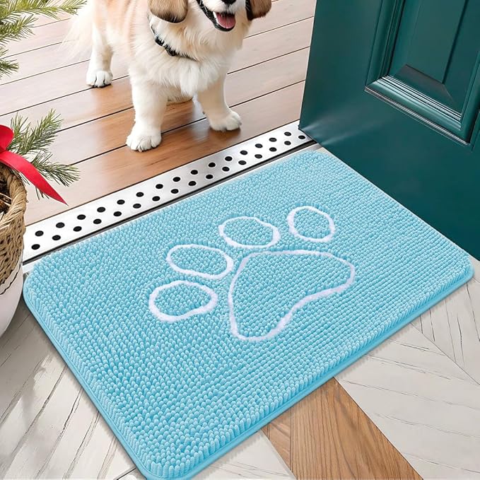 OLANLY Door Mat for Muddy Dog Paws 24x16, Ultra Absorbent Chenille Mud Doormat by OLANLY