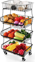 Fruit Vegetable Storage Basket, 4 Tier Stackable Metal Wire Storage Baskets by MiyawellOfficial