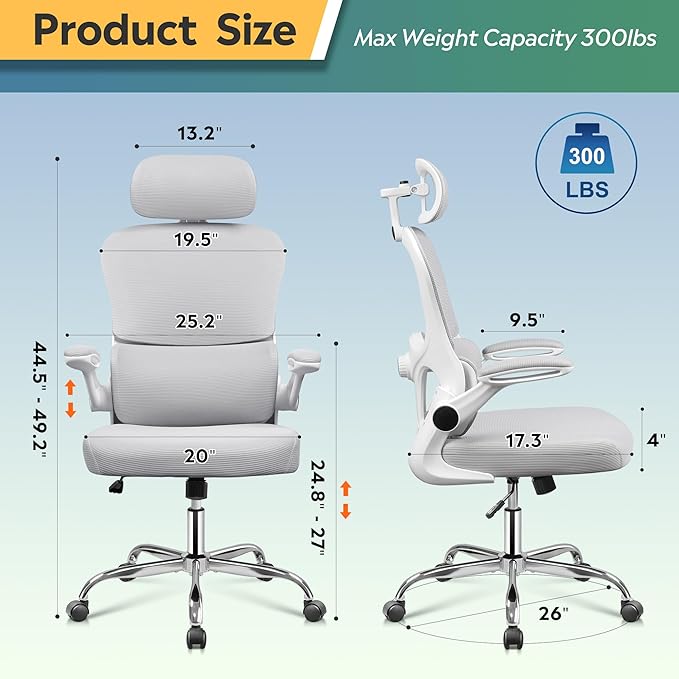 DEVAISE Office Chair, Breathable White Mesh Elegance - Image 3