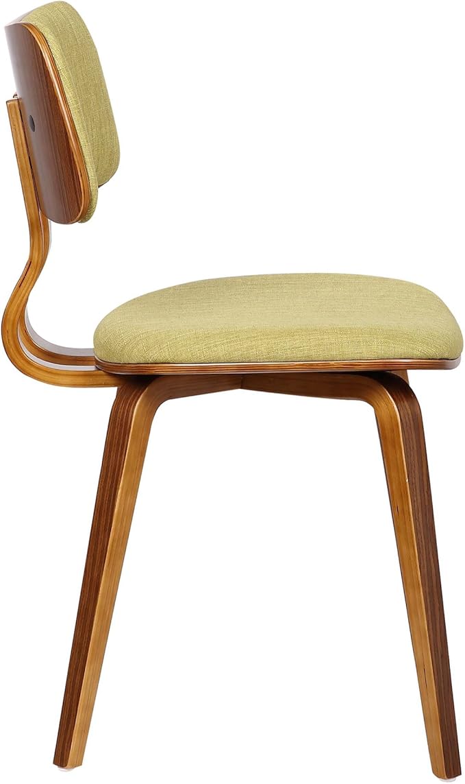 Armen Living Jaguar Mid-Century Dining Chair in Walnut Wood and Green Fabric - Image 4