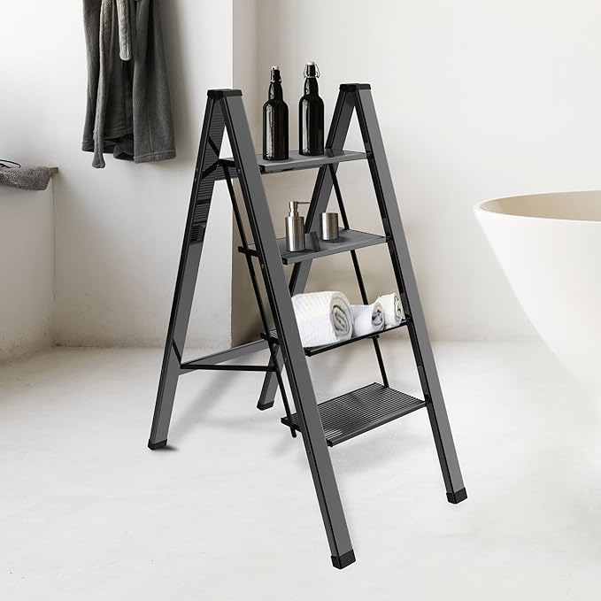 Lightweight Folding Step Ladder Household, Aluminum 4 Step Ladder Foldable - Image 7