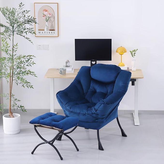 Lazy Chair with Ottoman, Modern Accent Chair Lounge Leisure Sofa Chair with - Image 7