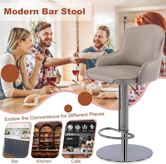 CozyRain Bar Stools Adjustable Stainless Steel Swivel Barstool - Image 5
