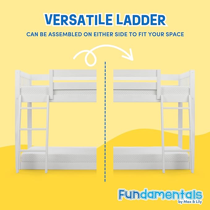 Max & Lily Fundamental Twin Low Bunk Bed, Kids Solid Wood Modern Bed Frame - Image 4