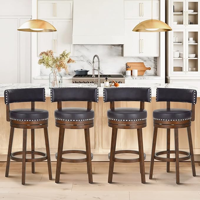 COLAMY Swivel Bar Stools Set of 4, 30 Inch Swivel Bar Height Bar Stools - Image 3
