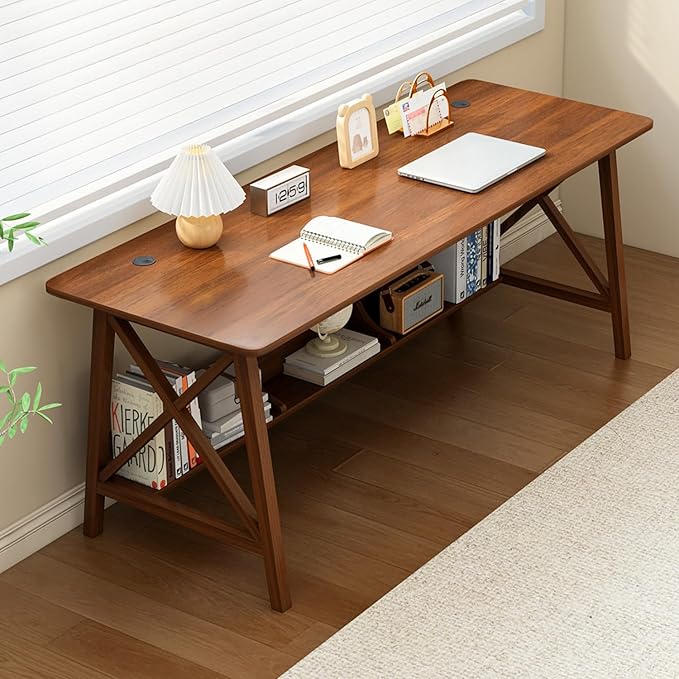 Extra Long Desk with Bookshelf by NELYE