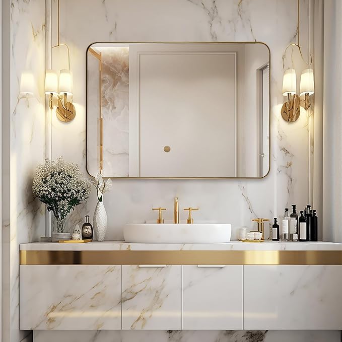 Brushed Gold Mirror 30"x36", Wall Mirror - Image 2