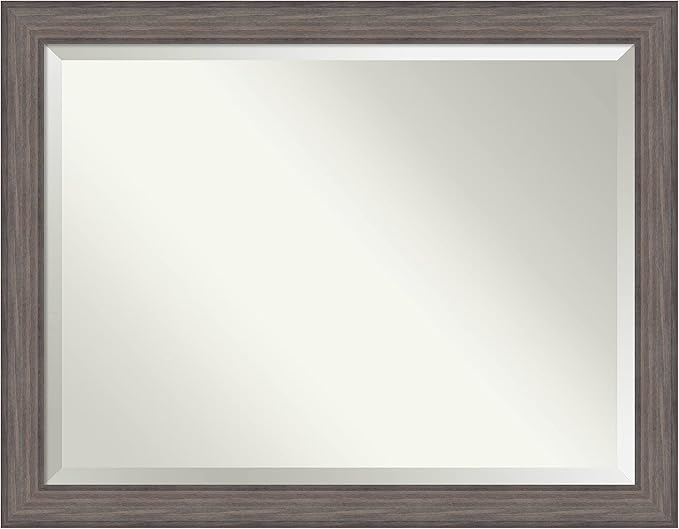 Amanti Art Grey Wall Mirror 35x45 Country Barnwood Rectangle Bathroom Mirror by AmantiArt